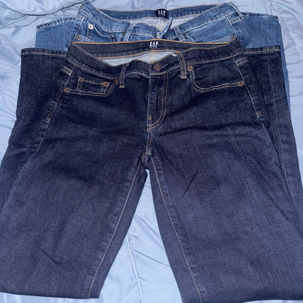 GAP Women's Dark and Light Blue Skinny Jeans